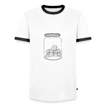 cute sugar - Men's Ringer Shirt - white/black - Front - AI Model Female 172 light (172cm) & AI Model Male 178 dark (178cm)