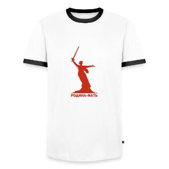 Mutter Heimat Statue Russland Russisch Geschenk - Männer Kontrast-T-Shirt - Weiß/Schwarz - Vorne - AI Model Female 172 light (172cm) & AI Model Male 178 dark (178cm)