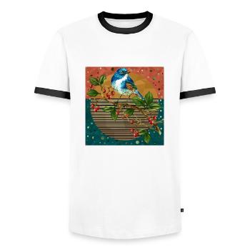 Oiseau - T-shirt contrasté Homme - blanc/noir - Devant - AI Model Female 172 light (172cm) & AI Model Male 178 dark (178cm)