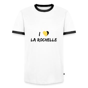 I Love La Rochelle - T-shirt contrasté Homme - blanc/noir - Devant - AI Model Female 172 light (172cm) & AI Model Male 178 dark (178cm)