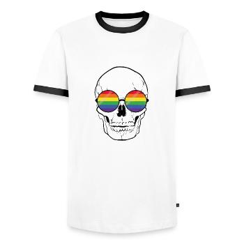 Totenkopf Lgbt Pride Month Gay Geschenk - Männer Kontrast-T-Shirt - Weiß/Schwarz - Vorne - AI Model Female 172 light (172cm) & AI Model Male 178 dark (178cm)