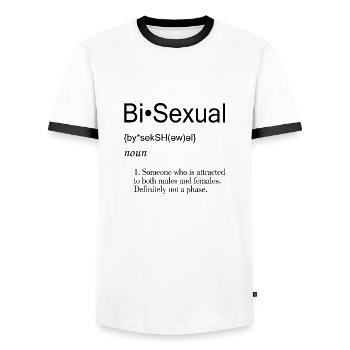 Bisexual LGBTQ Pride Month Gay Lesbian - Männer Kontrast-T-Shirt - Weiß/Schwarz - Vorne - AI Model Female 172 light (172cm) & AI Model Male 178 dark (178cm)
