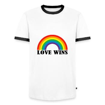 Love Wins Rainbow LGBTQ Pride Month - T-shirt contrasté Homme - blanc/noir - Devant - AI Model Female 172 light (172cm) & AI Model Male 178 dark (178cm)
