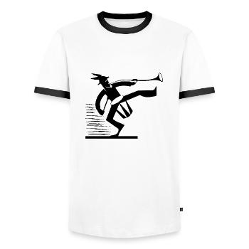 guerrier maya avec tambour. guerrier maya, temple - T-shirt contrasté Homme - blanc/noir - Devant - AI Model Female 172 light (172cm) & AI Model Male 178 dark (178cm)
