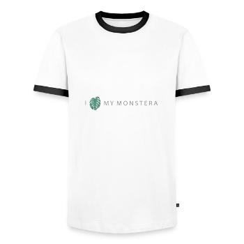 I love my monstera - Men's Ringer Shirt - white/black - Front - AI Model Female 172 light (172cm) & AI Model Male 178 dark (178cm)