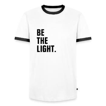 Be The Light - Christian - Men's Ringer Shirt - white/black - Front - AI Model Female 172 light (172cm) & AI Model Male 178 dark (178cm)