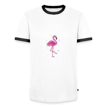 Rose Flamingo Été Caraïbes Soleil - T-shirt contrasté Homme - blanc/noir - Devant - AI Model Female 172 light (172cm) & AI Model Male 178 dark (178cm)
