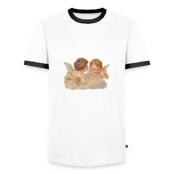 Engel Design - T-shirt contrasté Homme - blanc/noir - Devant - AI Model Female 172 light (172cm) & AI Model Male 178 dark (178cm)