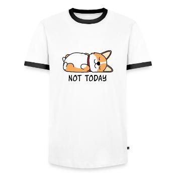 Sleeping lazy dog - Men's Ringer Shirt - white/black - Front - AI Model Female 172 light (172cm) & AI Model Male 178 dark (178cm)