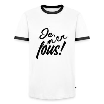 Je m'en fous! - T-shirt contrasté Homme - blanc/noir - Devant - AI Model Female 172 light (172cm) & AI Model Male 178 dark (178cm)