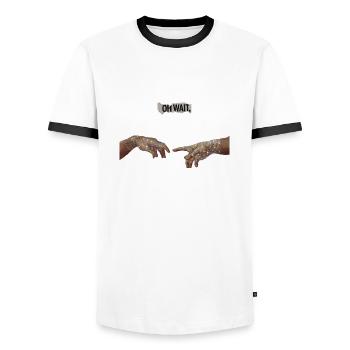 Adan creation - Men's Ringer Shirt - white/black - Front - AI Model Female 172 light (172cm) & AI Model Male 178 dark (178cm)