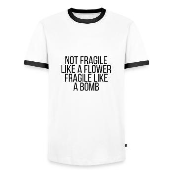 Not fragile like a flower fragile like a bomb - Männer Kontrast-T-Shirt - Weiß/Schwarz - Vorne - AI Model Female 172 light (172cm) & AI Model Male 178 dark (178cm)