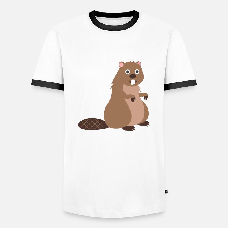 Beaver - Men's Ringer Shirt - white/black