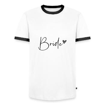 la mariée - T-shirt contrasté Homme - blanc/noir - Devant - AI Model Female 172 light (172cm) & AI Model Male 178 dark (178cm)