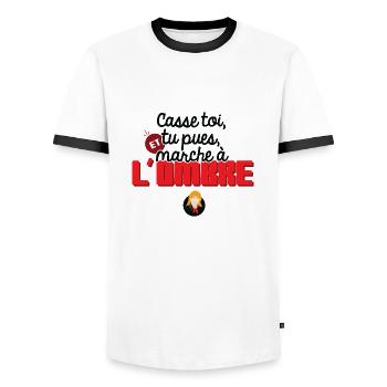 Casse toi tu pues et marche à l'ombre - T-shirt contrasté Homme - blanc/noir - Devant - AI Model Female 172 light (172cm) & AI Model Male 178 dark (178cm)