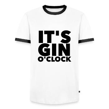 It's gin o'clock - Men's Ringer Shirt - white/black - Front - AI Model Female 172 light (172cm) & AI Model Male 178 dark (178cm)