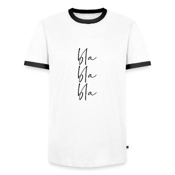 Bla bla bla - Men's Ringer Shirt - white/black - Front - AI Model Female 172 light (172cm) & AI Model Male 178 dark (178cm)