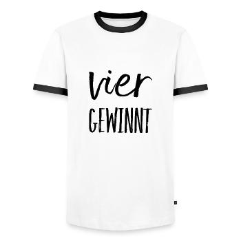 vier ist super - Männer Kontrast-T-Shirt - Weiß/Schwarz - Vorne - AI Model Female 172 light (172cm) & AI Model Male 178 dark (178cm)