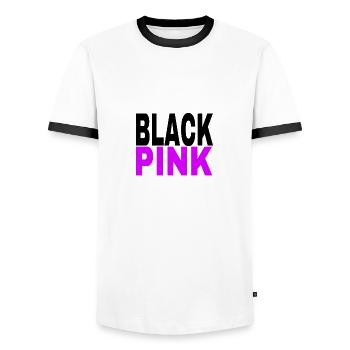 BLACKPINK - Männer Kontrast-T-Shirt - Weiß/Schwarz - Vorne - AI Model Female 172 light (172cm) & AI Model Male 178 dark (178cm)