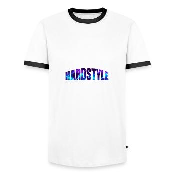 Style dur - T-shirt contrasté Homme - blanc/noir - Devant - AI Model Female 172 light (172cm) & AI Model Male 178 dark (178cm)