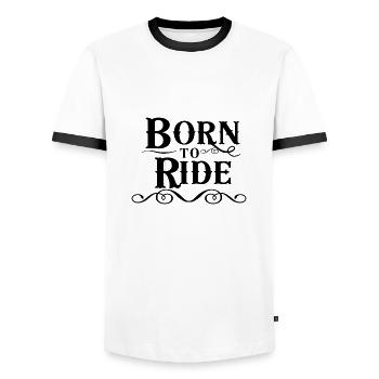 Born To Ride New - Men's Ringer Shirt - white/black - Front - AI Model Female 172 light (172cm) & AI Model Male 178 dark (178cm)