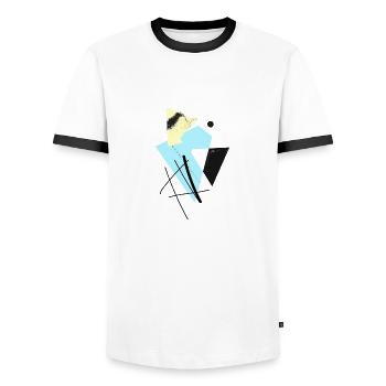 Formes et formes abstraites et géométriques de la hanche - T-shirt contrasté Homme - blanc/noir - Devant - AI Model Female 172 light (172cm) & AI Model Male 178 dark (178cm)