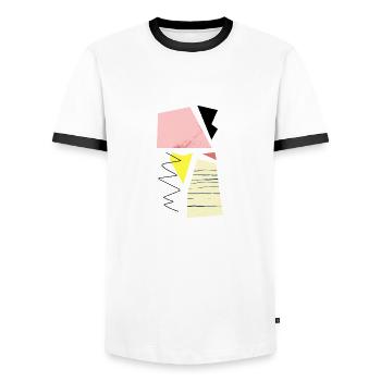 Hippe abstrakte, geometrische Formen & Shapes - Männer Kontrast-T-Shirt - Weiß/Schwarz - Vorne - AI Model Female 172 light (172cm) & AI Model Male 178 dark (178cm)