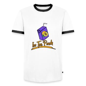 Ice tea peach - idée cadeau - T-shirt contrasté Homme - blanc/noir - Devant - AI Model Female 172 light (172cm) & AI Model Male 178 dark (178cm)