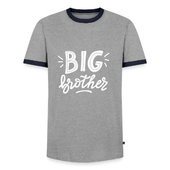 big brother rg - Men's Ringer Shirt - grey/navy  - Front - AI Model Female 172 light (172cm) & AI Model Male 178 light (178cm)
