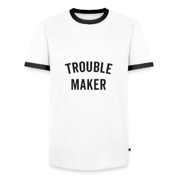 TROUBLE MAKER - T-shirt contrasté Homme - blanc/noir - Devant - AI Model Female 172 light (172cm) & AI Model Male 178 dark (178cm)