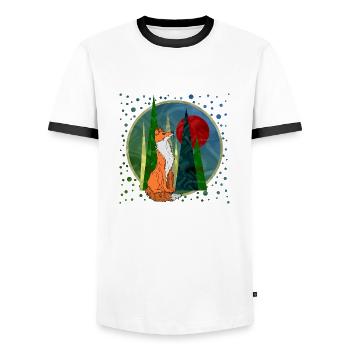 Renard - T-shirt contrasté Homme - blanc/noir - Devant - AI Model Female 172 light (172cm) & AI Model Male 178 dark (178cm)
