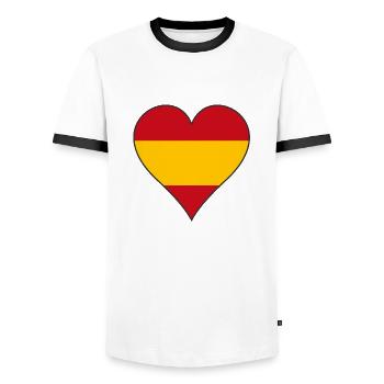 Spain Flag Heart - Men's Ringer Shirt - white/black - Front - AI Model Female 172 light (172cm) & AI Model Male 178 dark (178cm)