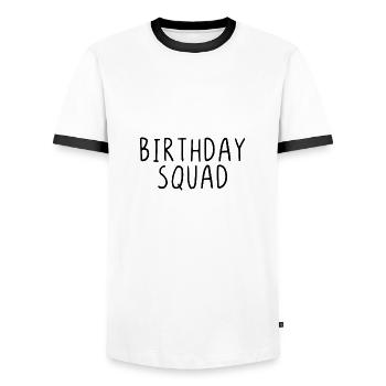 Birthday Squad - Männer Kontrast-T-Shirt - Weiß/Schwarz - Vorne - AI Model Female 172 light (172cm) & AI Model Male 178 dark (178cm)