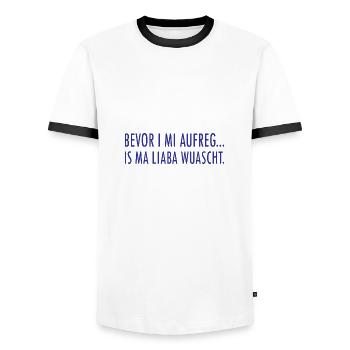 Bevor I mi aufreg is ma liaba wuascht Geschenk - Männer Kontrast-T-Shirt - Weiß/Schwarz - Vorne - AI Model Female 172 light (172cm) & AI Model Male 178 dark (178cm)