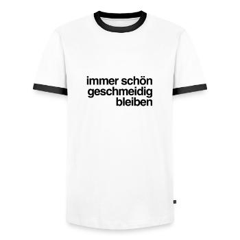 always stay supple - Men's Ringer Shirt - white/black - Front - AI Model Female 172 light (172cm) & AI Model Male 178 dark (178cm)