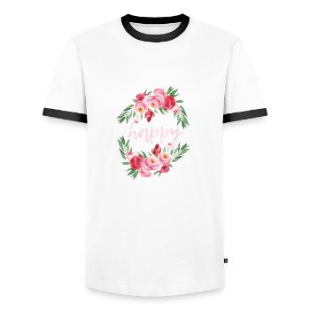 Happy Summer Life Spring Vibe Feeling Breeze - T-shirt contrasté Homme - blanc/noir - Devant - AI Model Female 172 light (172cm) & AI Model Male 178 dark (178cm)