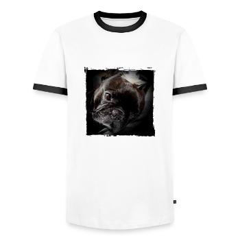 Frenchie - T-shirt contrasté Homme - blanc/noir - Devant - AI Model Female 172 light (172cm) & AI Model Male 178 dark (178cm)