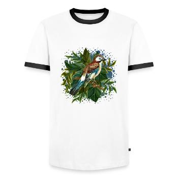 Bunter Vogel - Männer Kontrast-T-Shirt - Weiß/Schwarz - Vorne - AI Model Female 172 light (172cm) & AI Model Male 178 dark (178cm)