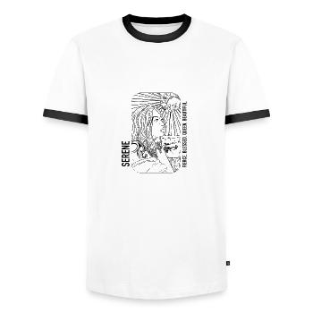 Serein / Si beau - T-shirt contrasté Homme - blanc/noir - Devant - AI Model Female 172 light (172cm) & AI Model Male 178 dark (178cm)