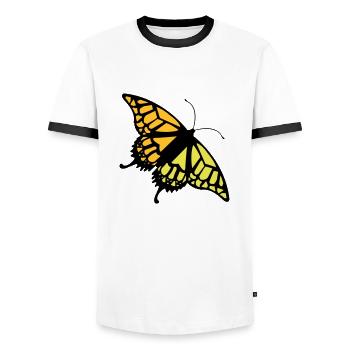 Butterfly (colors customizable) - Men's Ringer Shirt - white/black - Front - AI Model Female 172 light (172cm) & AI Model Male 178 dark (178cm)