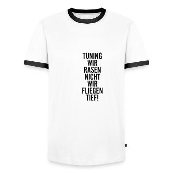 Tuning wir Rasen nicht wir Fliegen Tief - Männer Kontrast-T-Shirt - Weiß/Schwarz - Vorne - AI Model Female 172 light (172cm) & AI Model Male 178 dark (178cm)