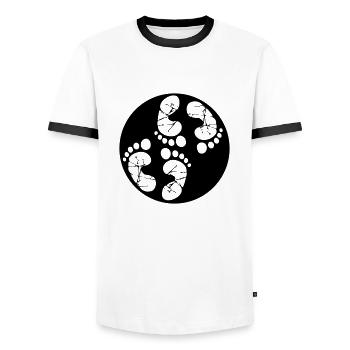 Timbre Gémeaux rond - T-shirt contrasté Homme - blanc/noir - Devant - AI Model Female 172 light (172cm) & AI Model Male 178 dark (178cm)
