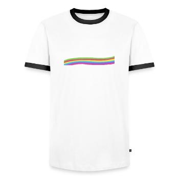 Rainbow colors wave decoration gift your text - Men's Ringer Shirt - white/black - Front - AI Model Female 172 light (172cm) & AI Model Male 178 dark (178cm)