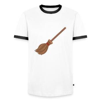 Halloween broom - Men's Ringer Shirt - white/black - Front - AI Model Female 172 light (172cm) & AI Model Male 178 dark (178cm)