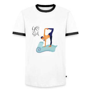 YOGA - T-shirt contrasté Homme - blanc/noir - Devant - AI Model Female 172 light (172cm) & AI Model Male 178 dark (178cm)