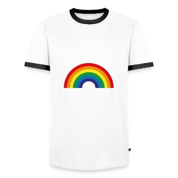 Rainbow - Men's Ringer Shirt - white/black - Front - AI Model Female 172 light (172cm) & AI Model Male 178 dark (178cm)