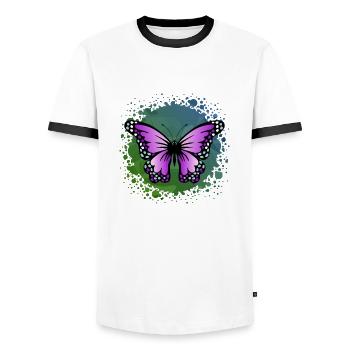 papillon - T-shirt contrasté Homme - blanc/noir - Devant - AI Model Female 172 light (172cm) & AI Model Male 178 dark (178cm)