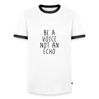 Sois une voix, pas un écho - T-shirt contrasté Homme - blanc/noir - Devant - AI Model Female 172 light (172cm) & AI Model Male 178 dark (178cm)