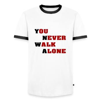 YNWA - T-shirt contrasté Homme - blanc/noir - Devant - AI Model Female 172 light (172cm) & AI Model Male 178 dark (178cm)