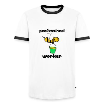 Bee, bees as professional workers - Men's Ringer Shirt - white/black - Front - AI Model Female 172 light (172cm) & AI Model Male 178 dark (178cm)